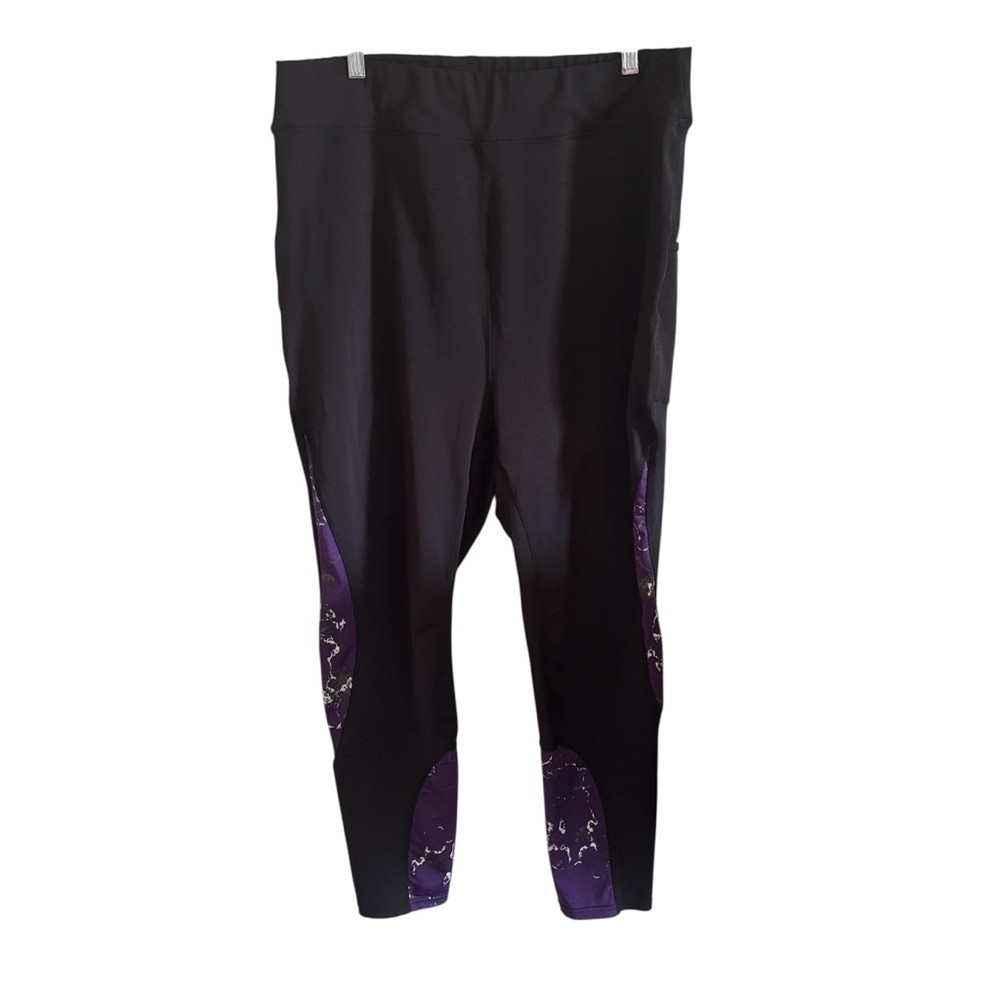 POP Fit Black and Purple Leggings 4X EUC